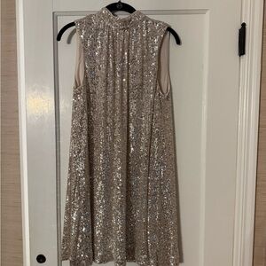 Vineyard Vines Silver Sequin Mini Dress Sequin Swing Minidress